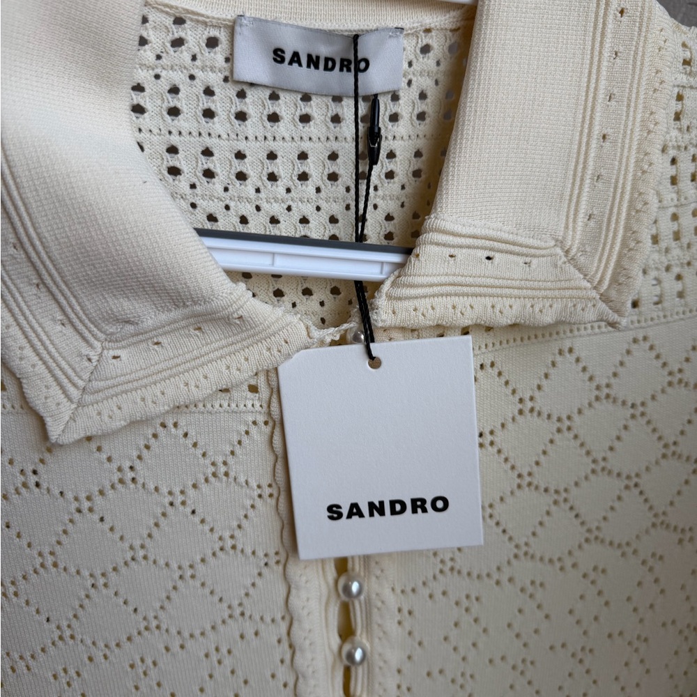Sandro Cream Knit Mini Dress